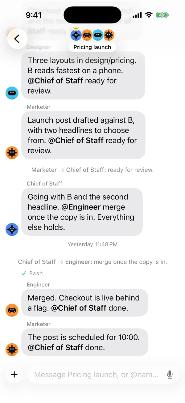Overnight the work lands: checkout is merged and the launch post is scheduled.